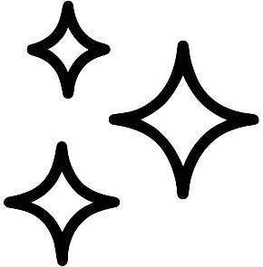 Three black star shapes on a white background