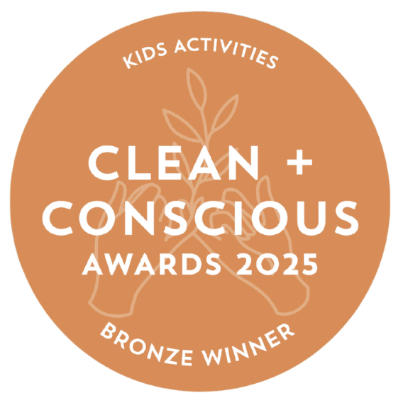 Gumnut Trails Bronze winner badge for Clean + Conscious Awards 2025 in kids activities category on a white background