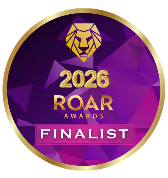 2026 ROAR Awards Finalist badge with purple and gold design